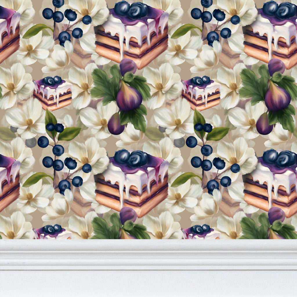 Blueberry & Fig Torta Repeat Pattern Wallpaper