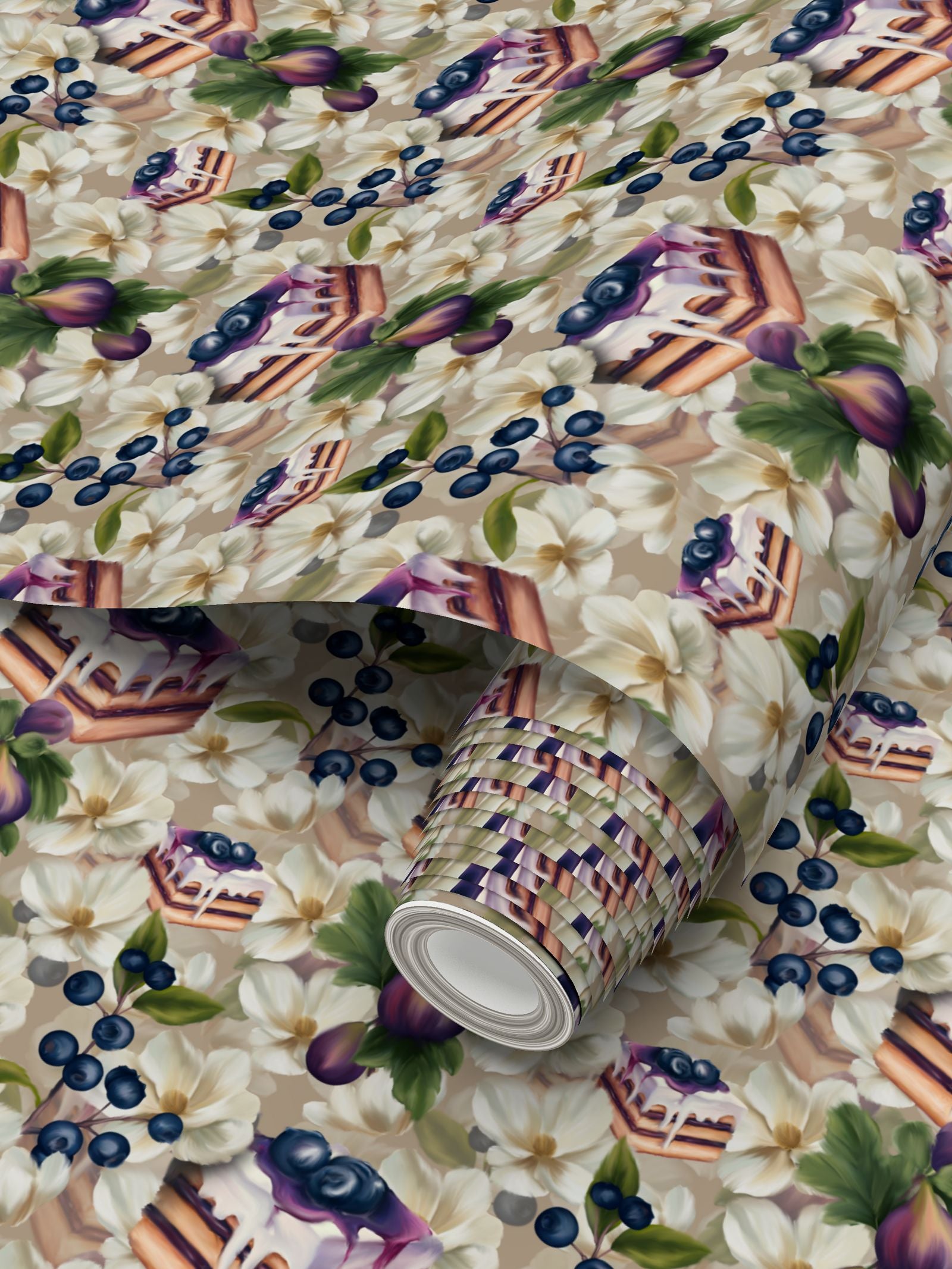 Blueberry & Fig Torta Repeat Pattern Wallpaper