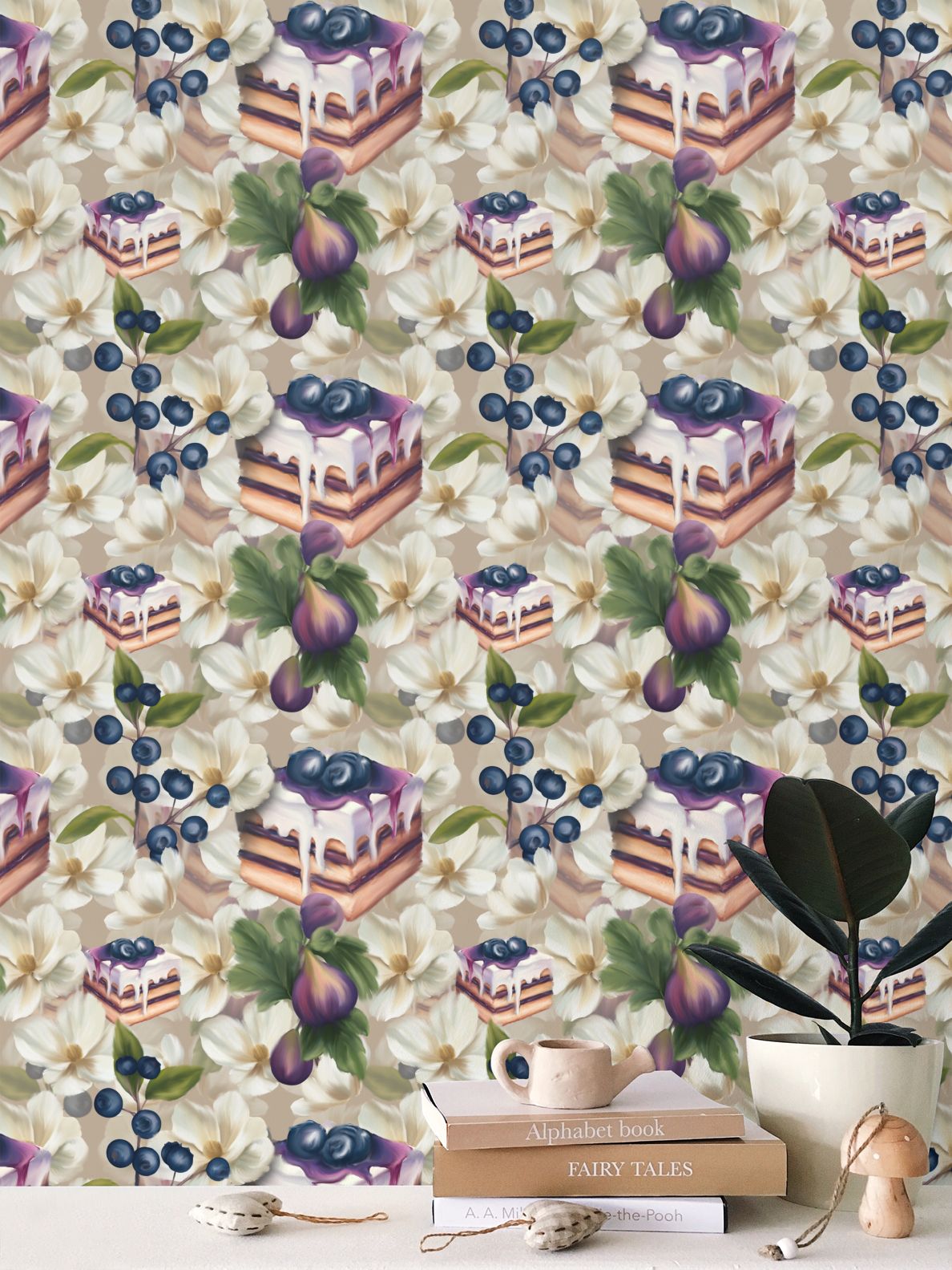 Blueberry & Fig Torta Repeat Pattern Wallpaper