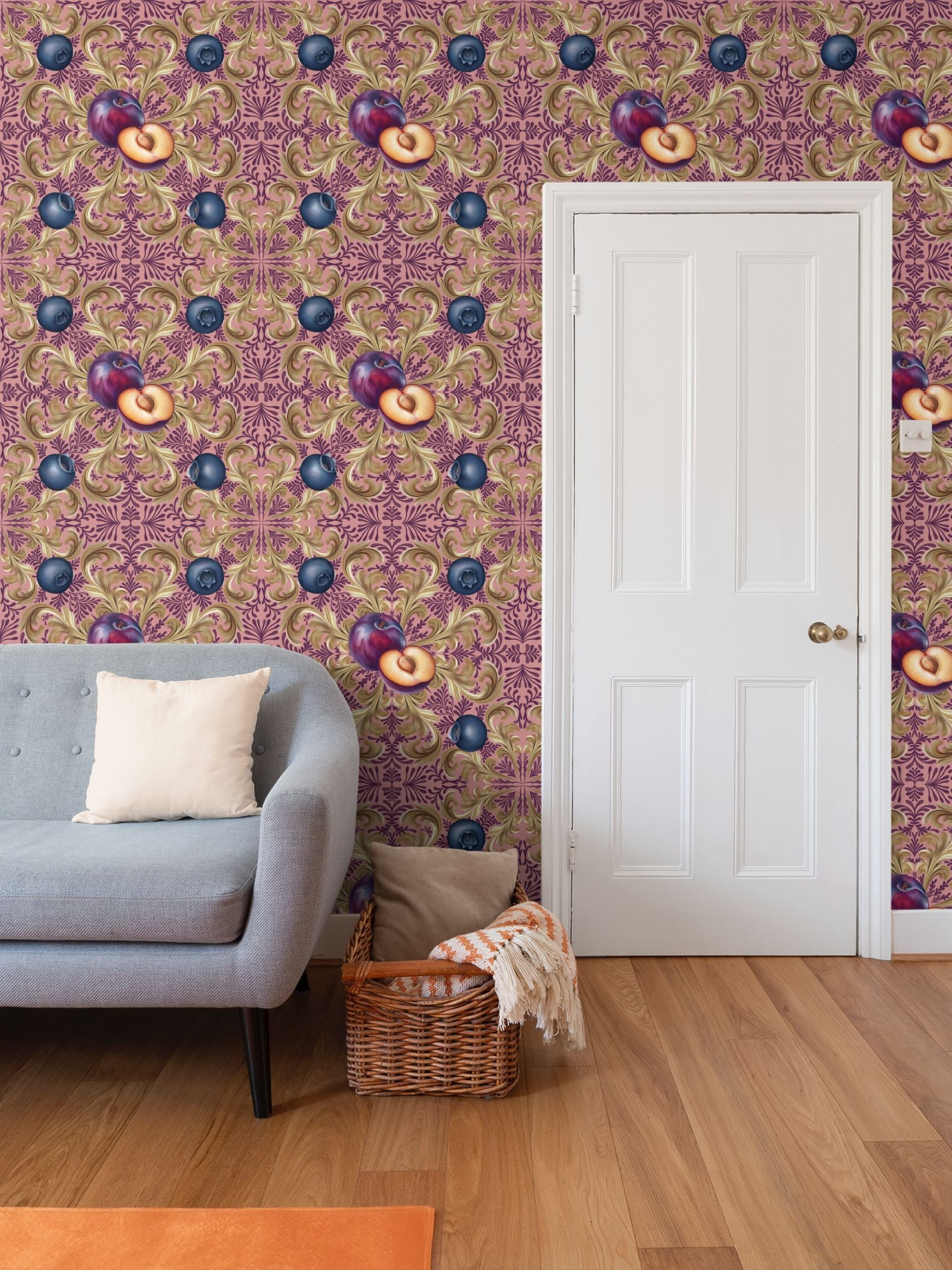 Plum & Berry Delight Repeat Pattern Wallpaper