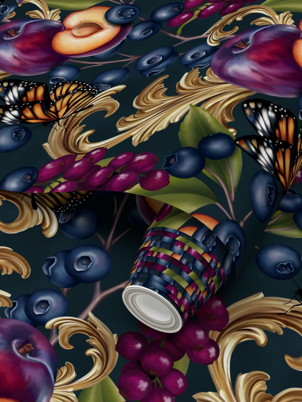 Berry Spring Repeat Pattern Wallpaper