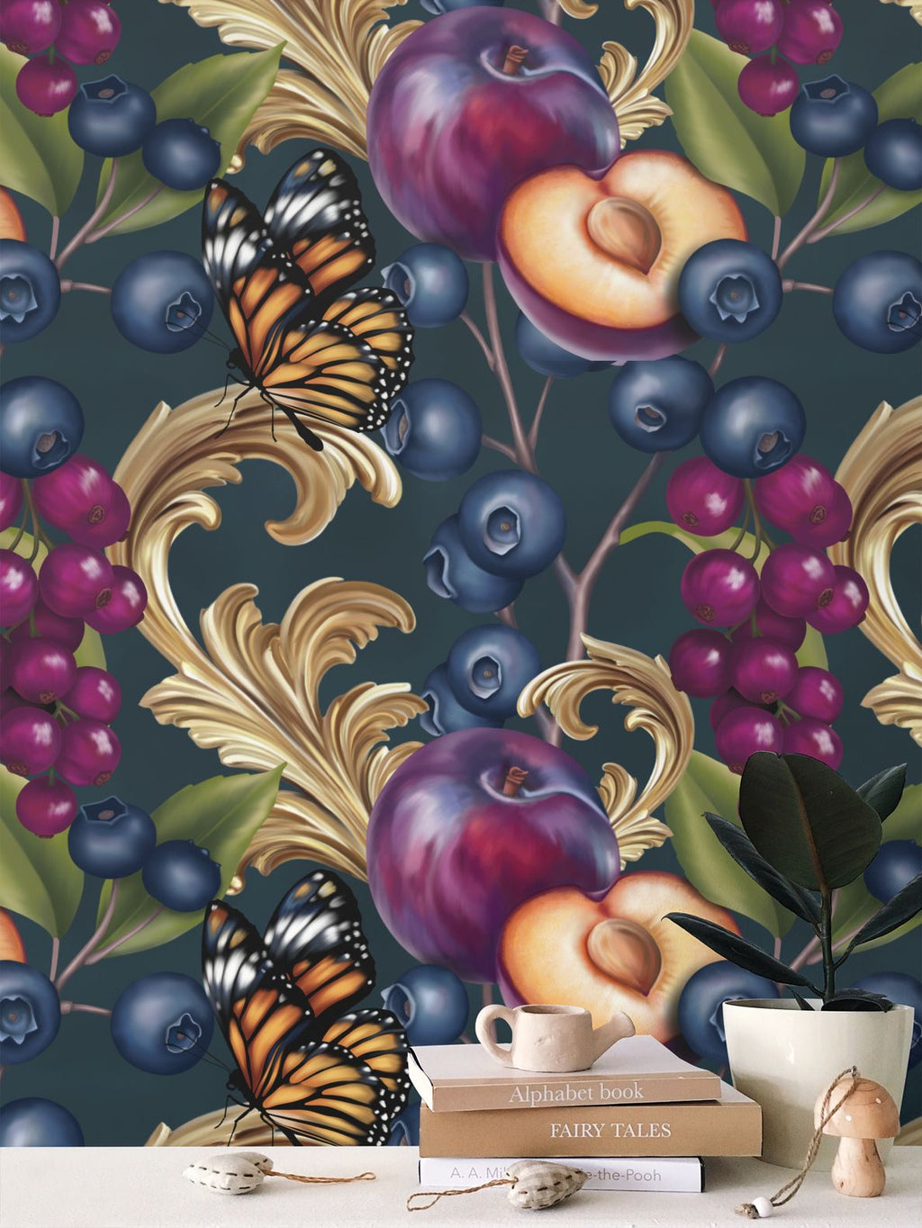 Berry Spring Repeat Pattern Wallpaper