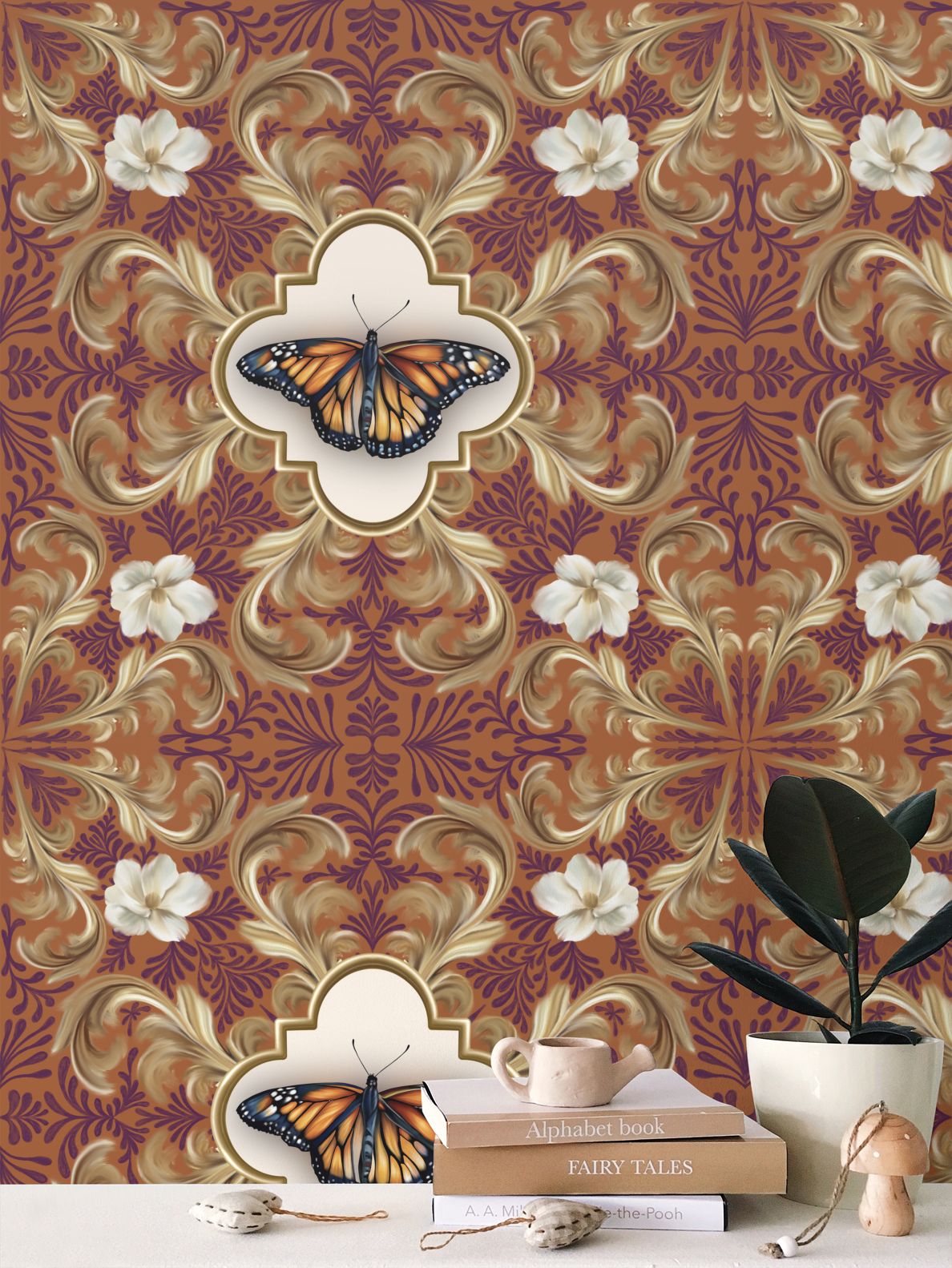 Sunset Farfalla Repeat Pattern Wallpaper