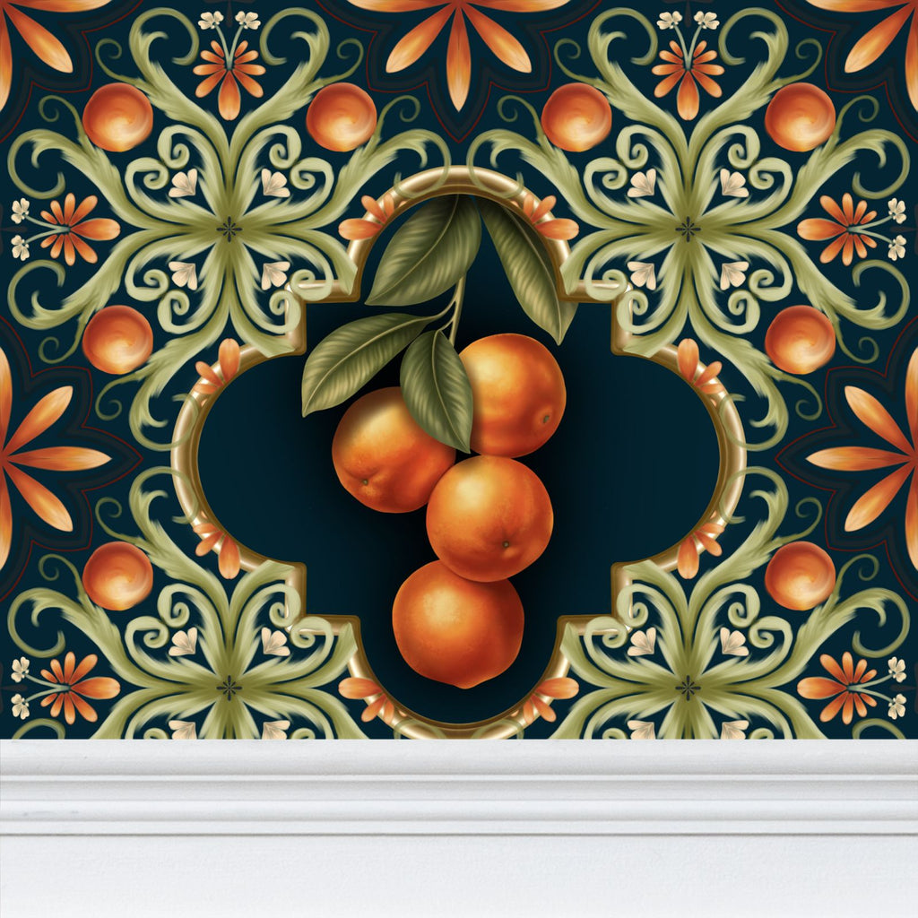 Tuscan Oranges Repeat Pattern Wallpaper