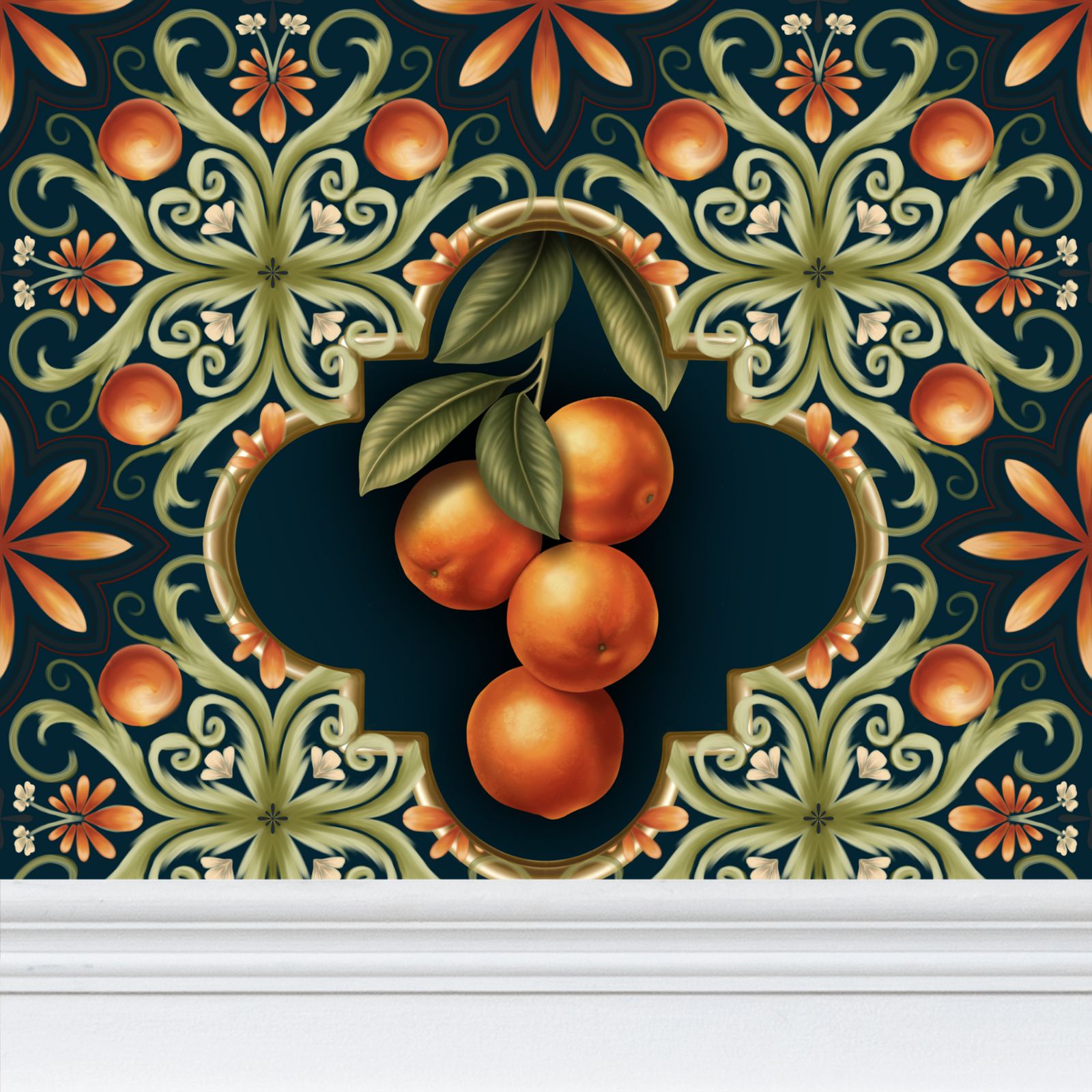 Tuscan Oranges Repeat Pattern Wallpaper
