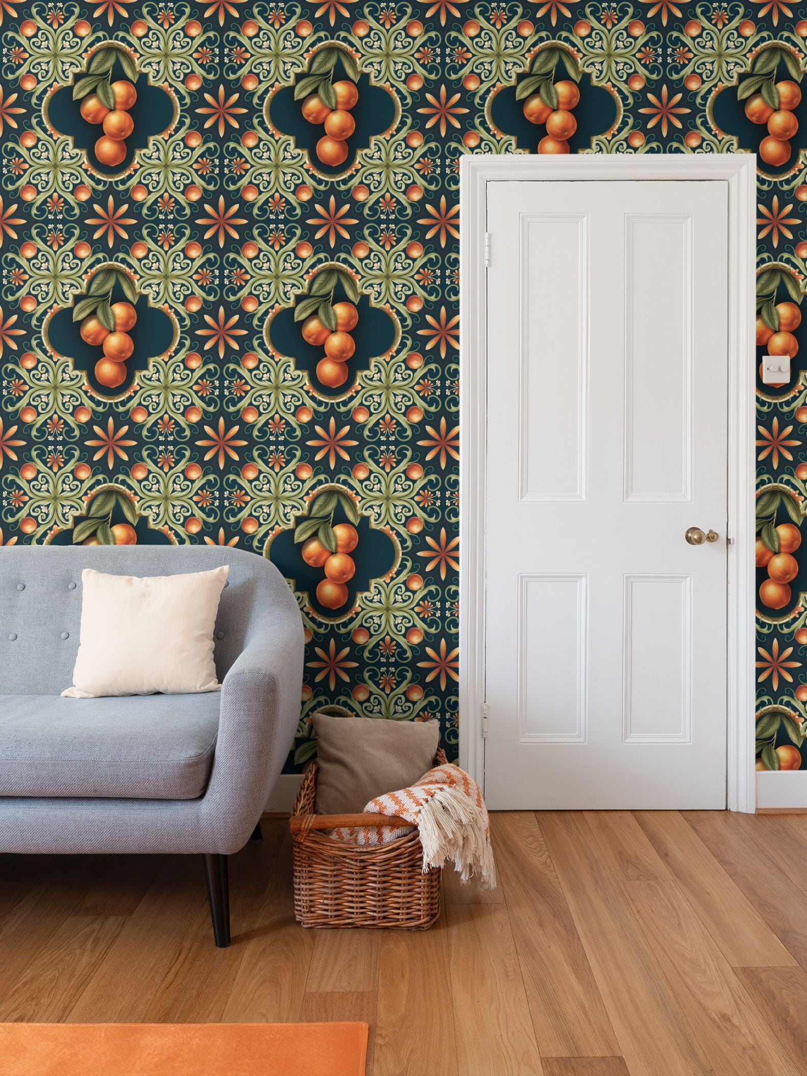 Tuscan Oranges Repeat Pattern Wallpaper