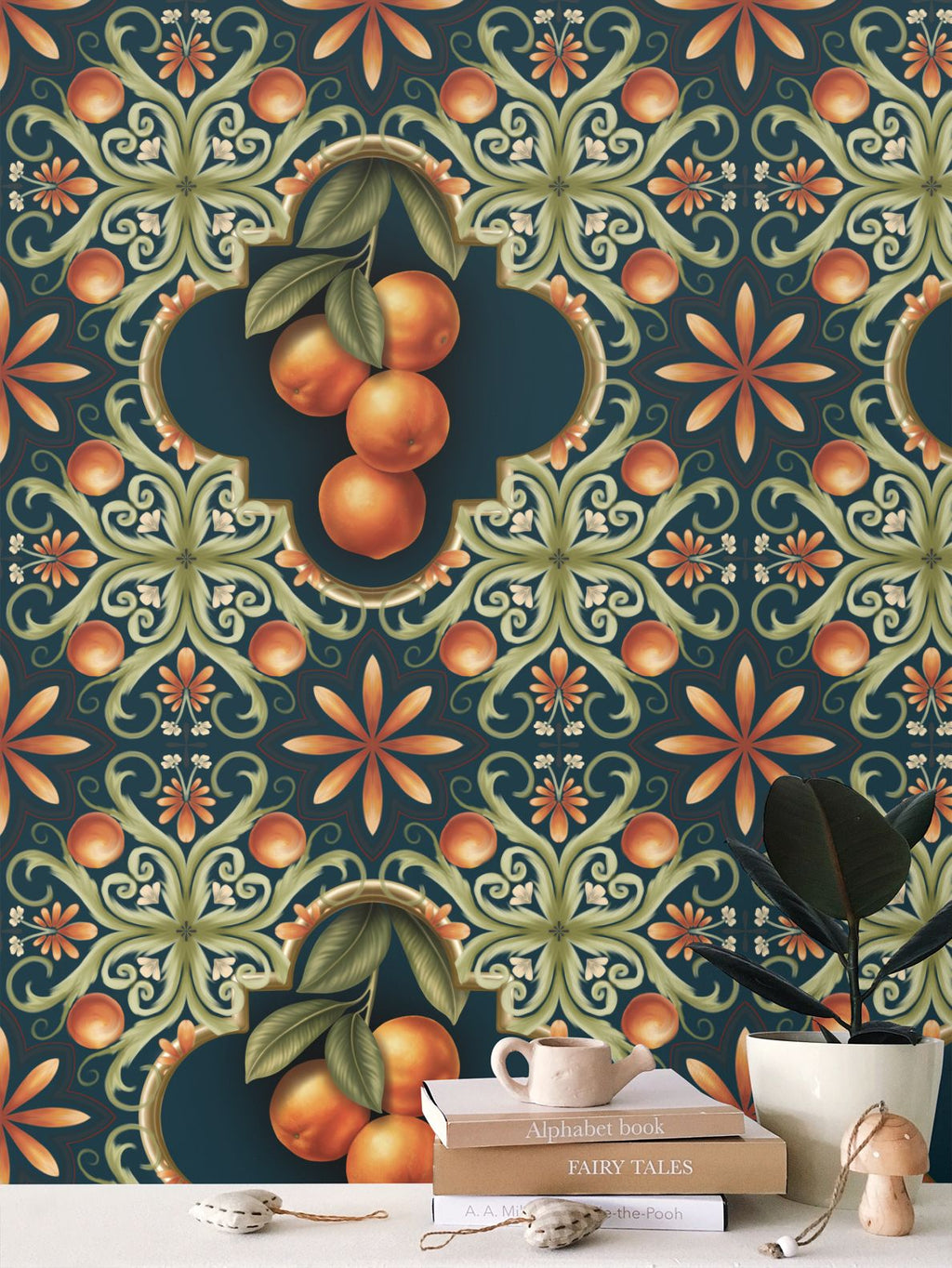 Tuscan Oranges Repeat Pattern Wallpaper