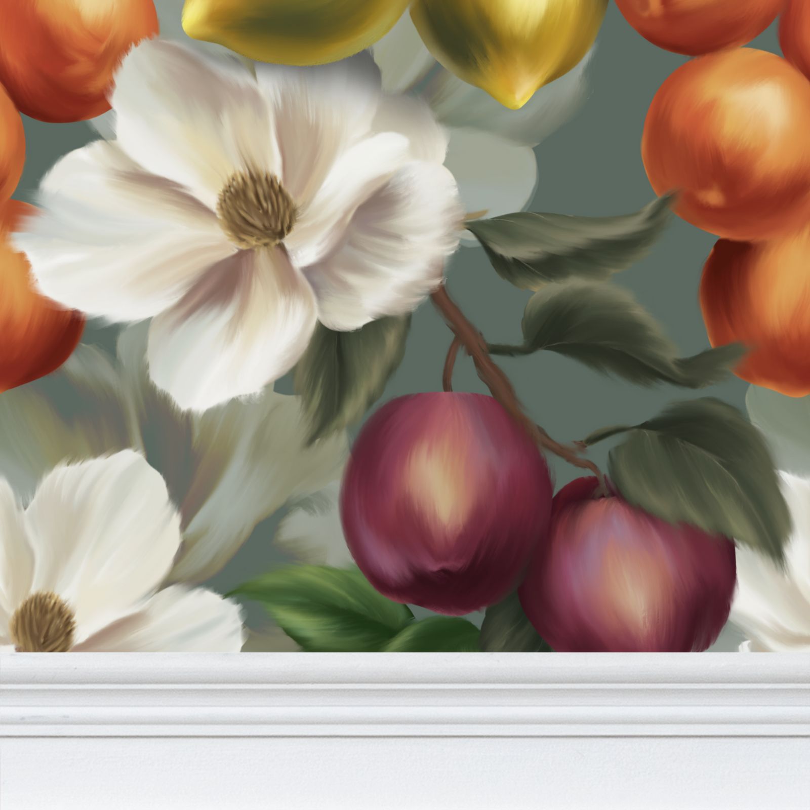 Fruits Parade Repeat Pattern Wallpaper