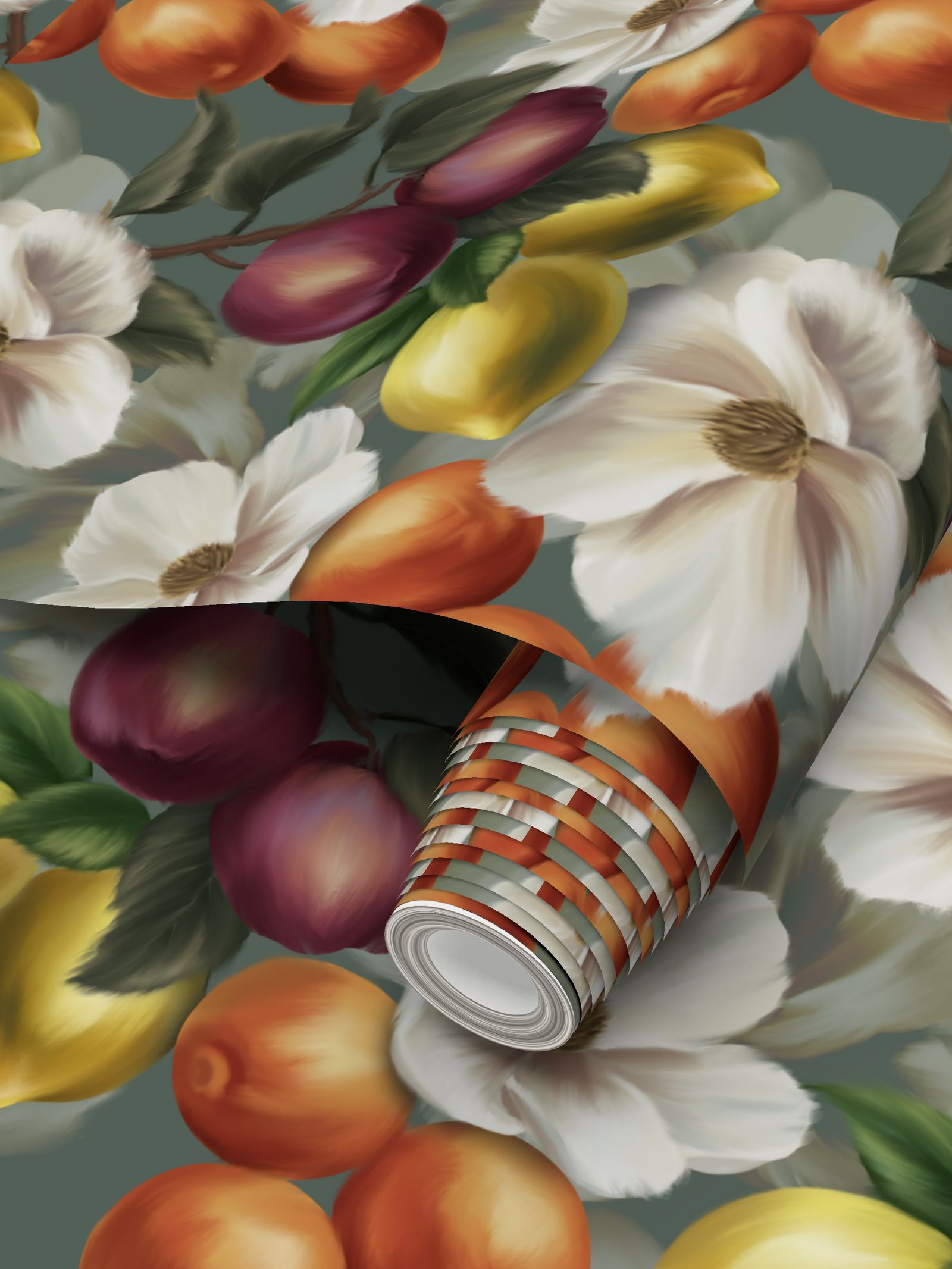 Fruits Parade Repeat Pattern Wallpaper