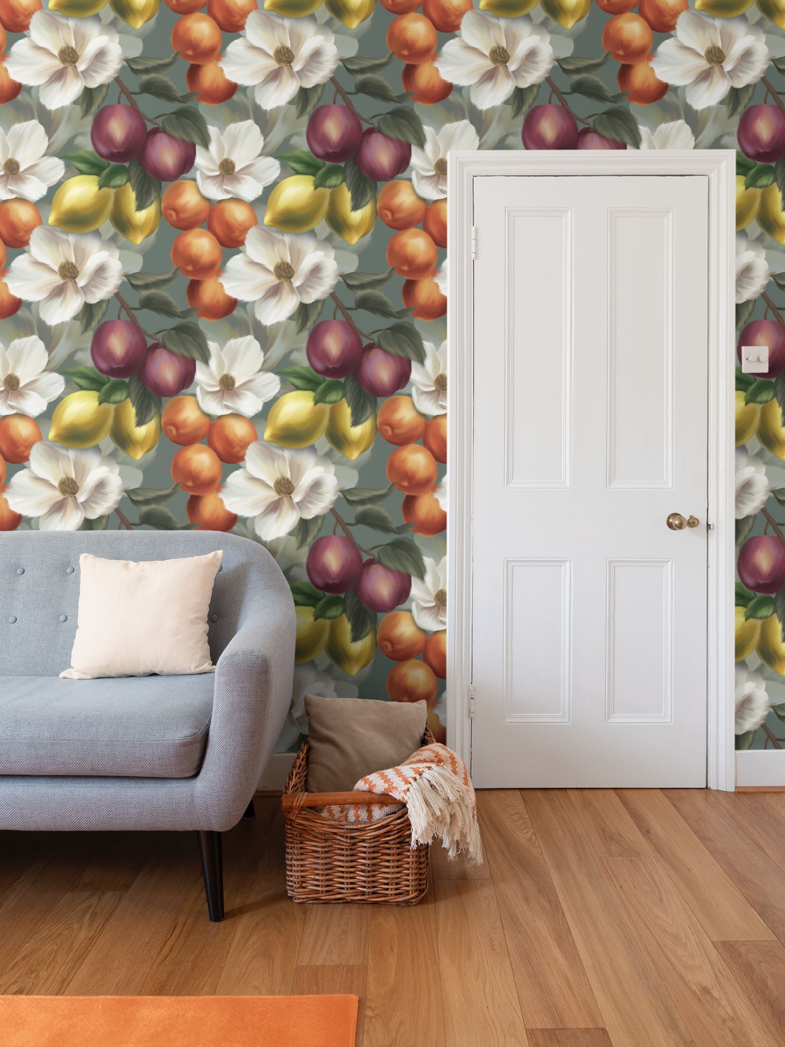Fruits Parade Repeat Pattern Wallpaper