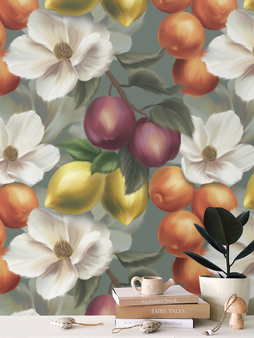 Fruits Parade Repeat Pattern Wallpaper