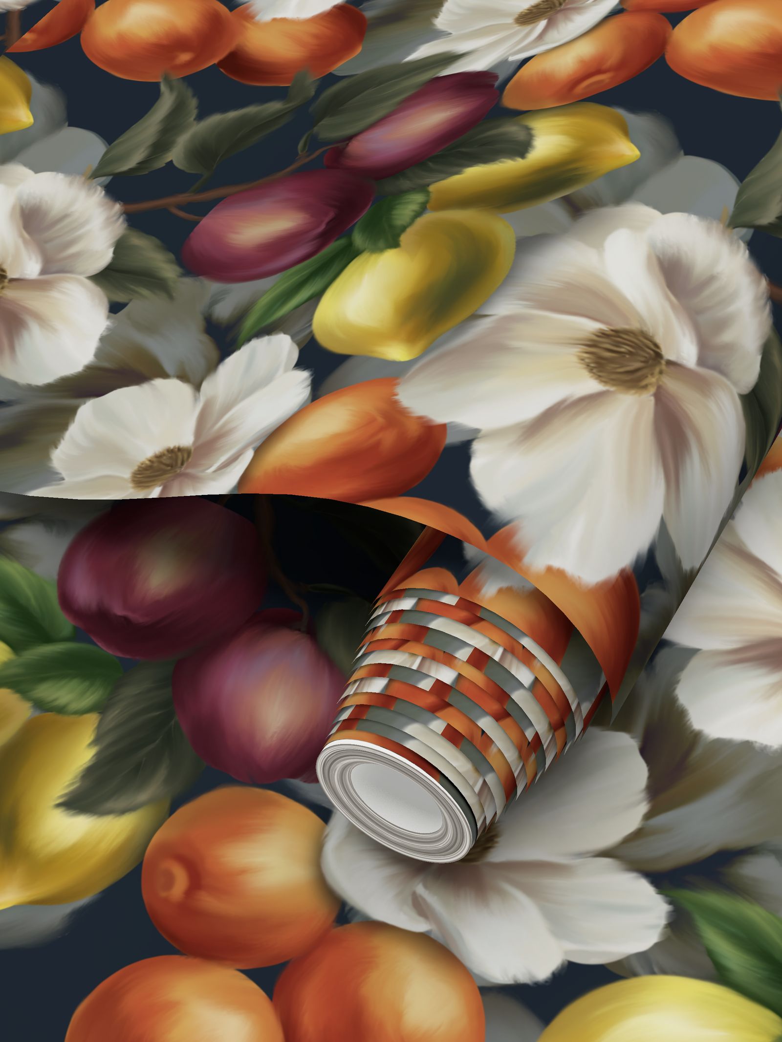 Fruits Parade Repeat Pattern Wallpaper