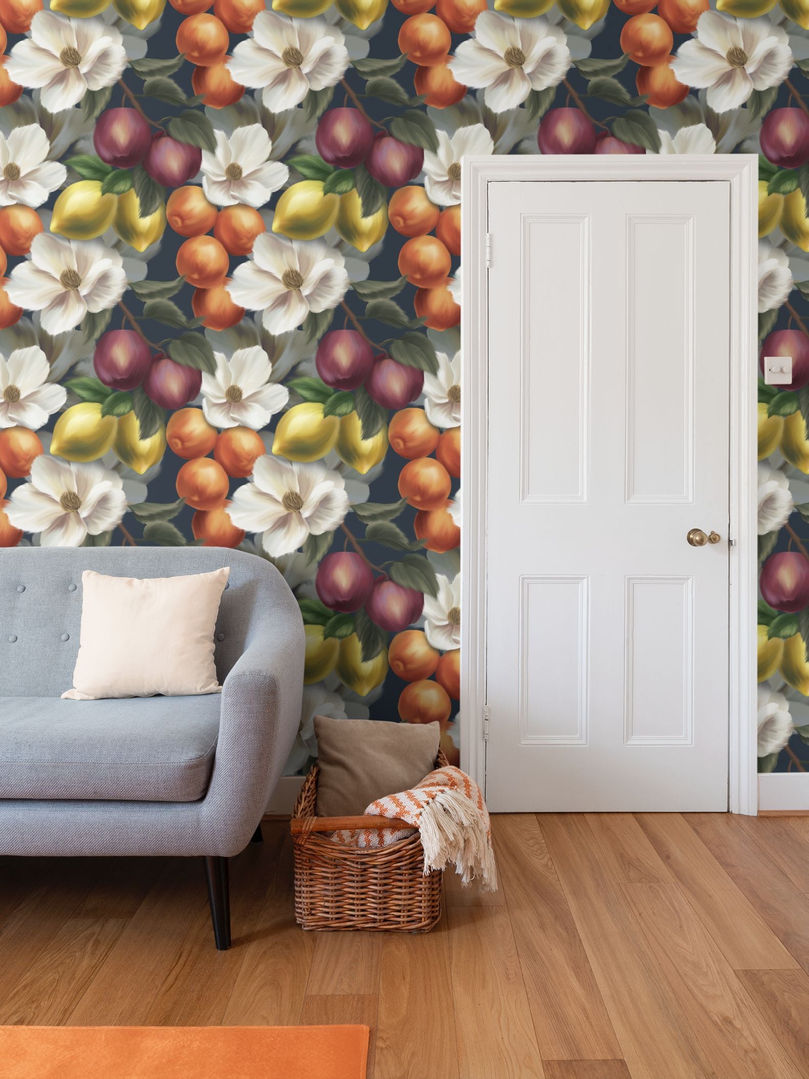 Fruits Parade Repeat Pattern Wallpaper