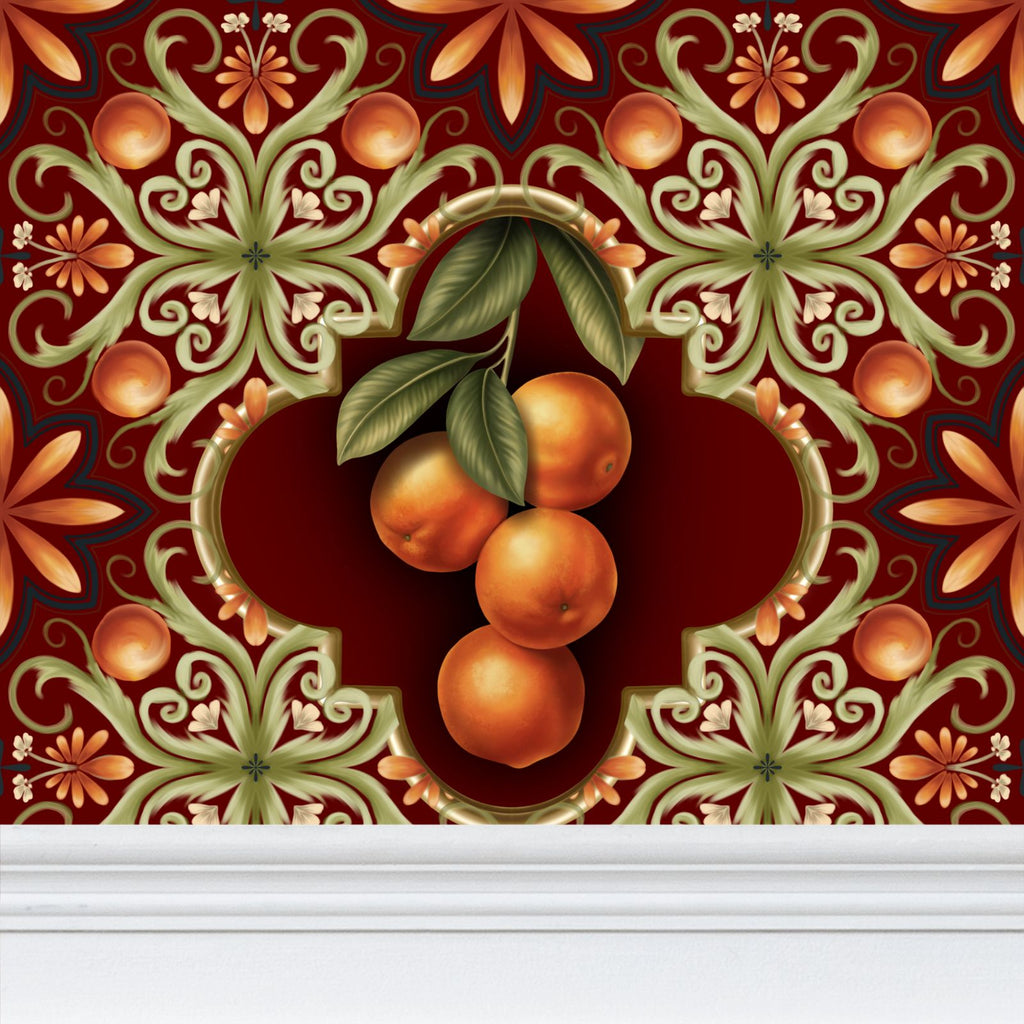 Tuscan Orange Repeat Pattern Wallpaper