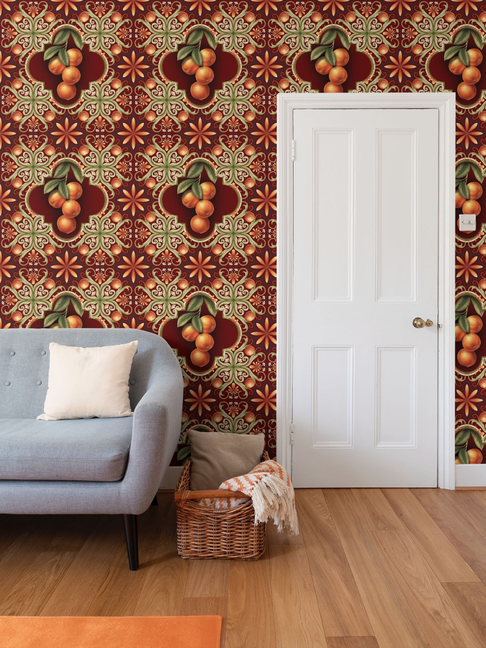 Tuscan Orange Repeat Pattern Wallpaper