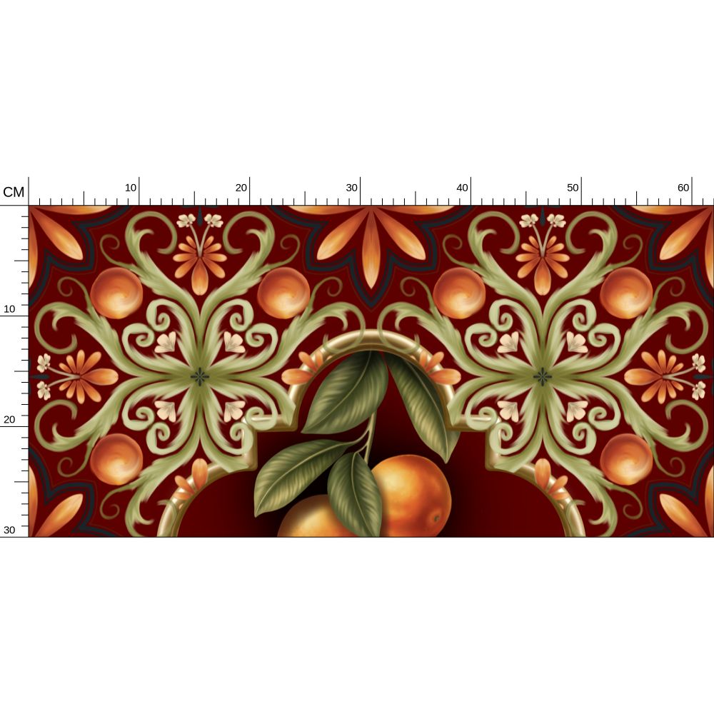 Tuscan Orange Repeat Pattern Wallpaper