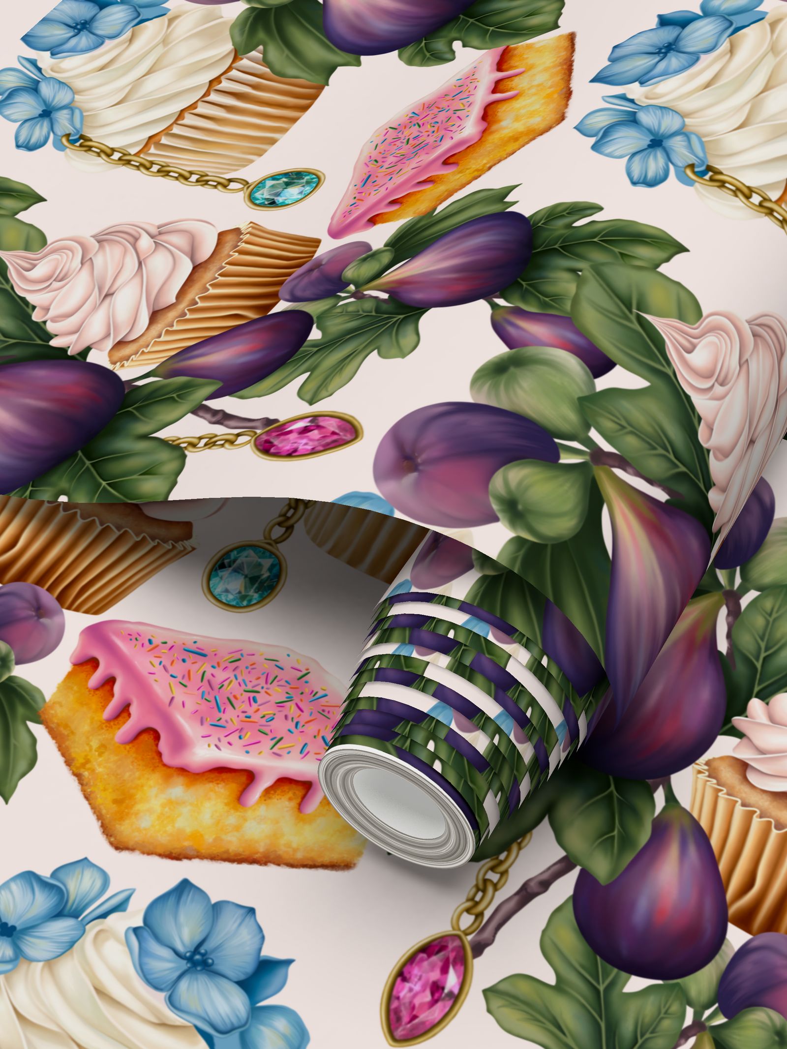 School Cake Pattern Wallpaper