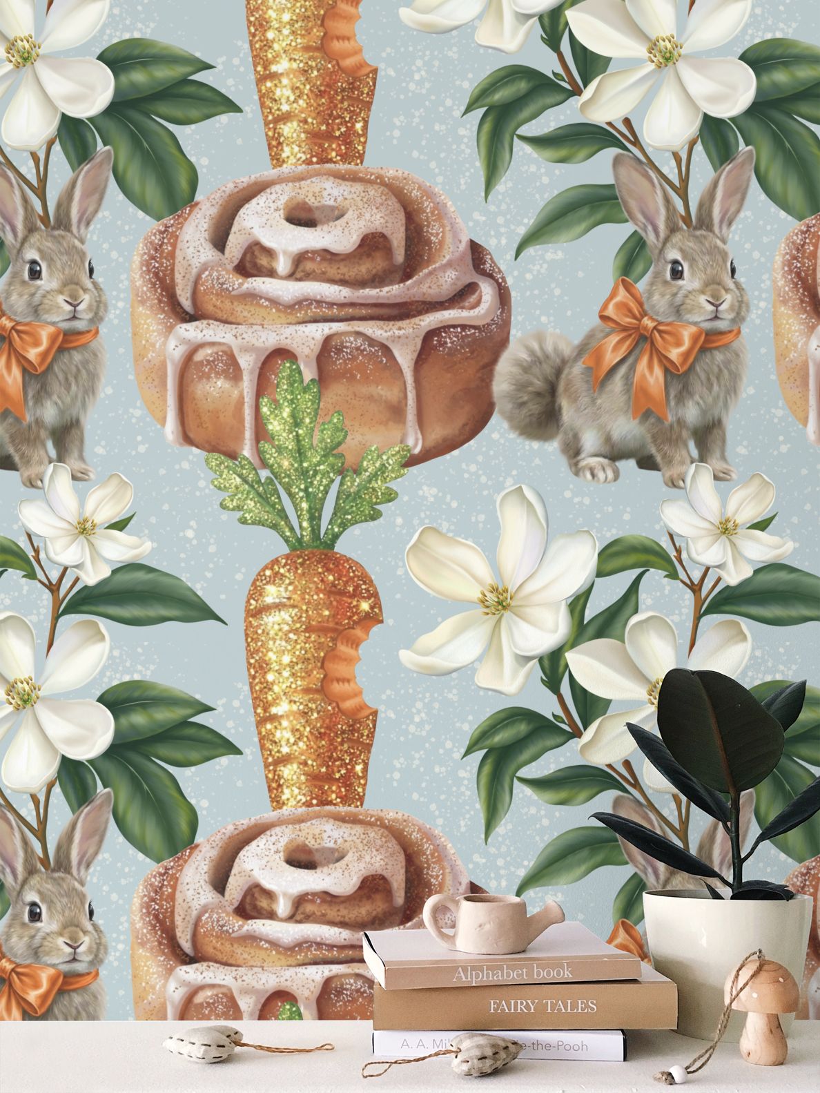 Bunny’s Buns Repeat Pattern Wallpaper