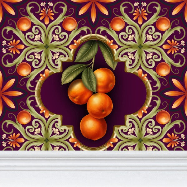 Tuscan Oranges Repeat Pattern Wallpaper