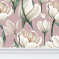 Blush Tulips Repeat Pattern Wallpaper