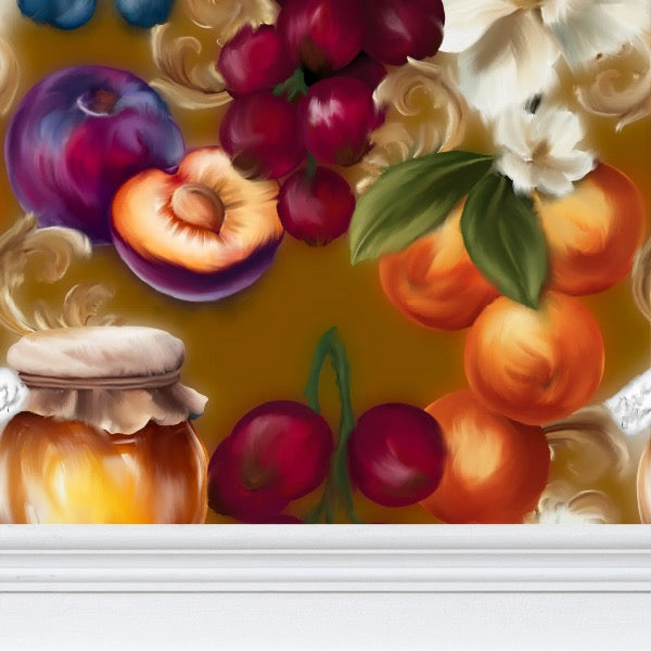 Winnie’s Marmalade Oil Painting Repeat Pattern Wallpaper