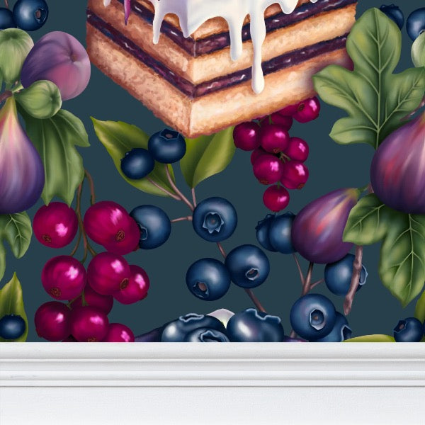 Fig & Berry Torta Repeat Pattern Wallpaper