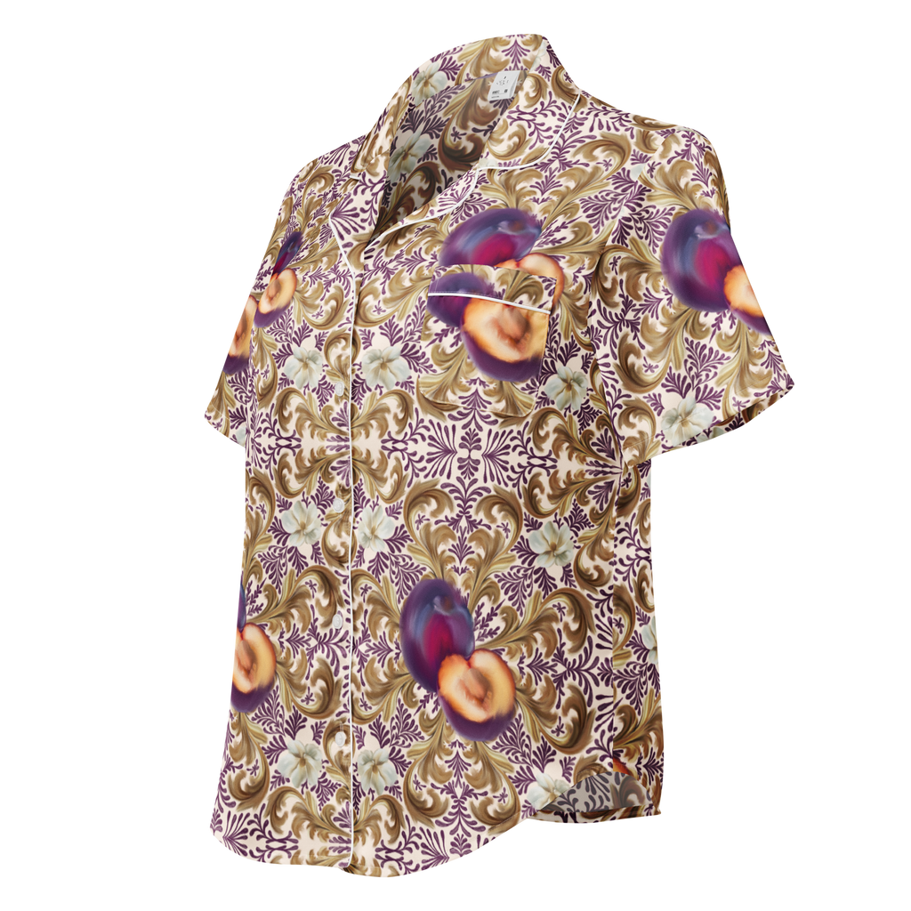 Plum Delight All-over print women’s short sleeve pajama top