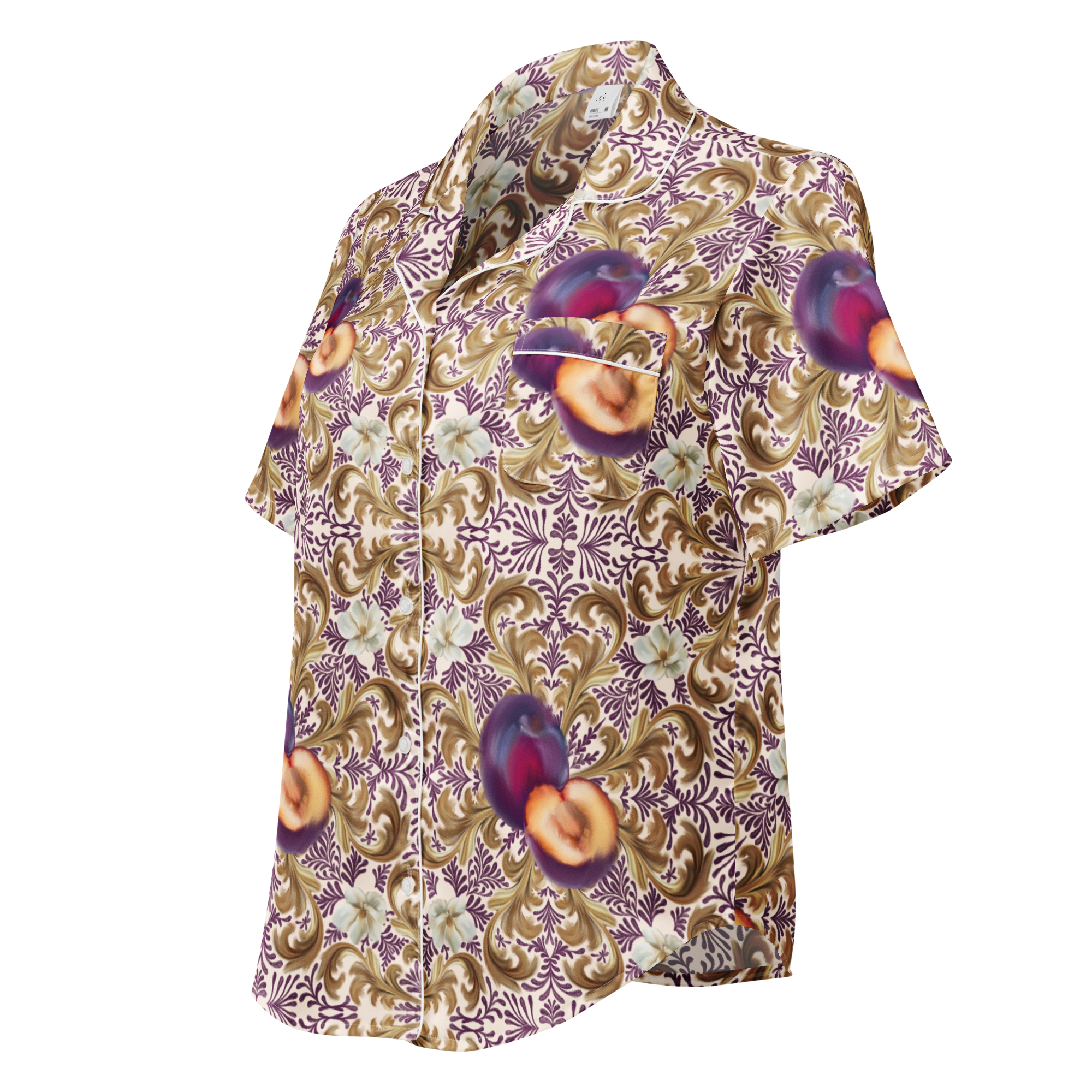 Plum Delight All-over print women’s short sleeve pajama top