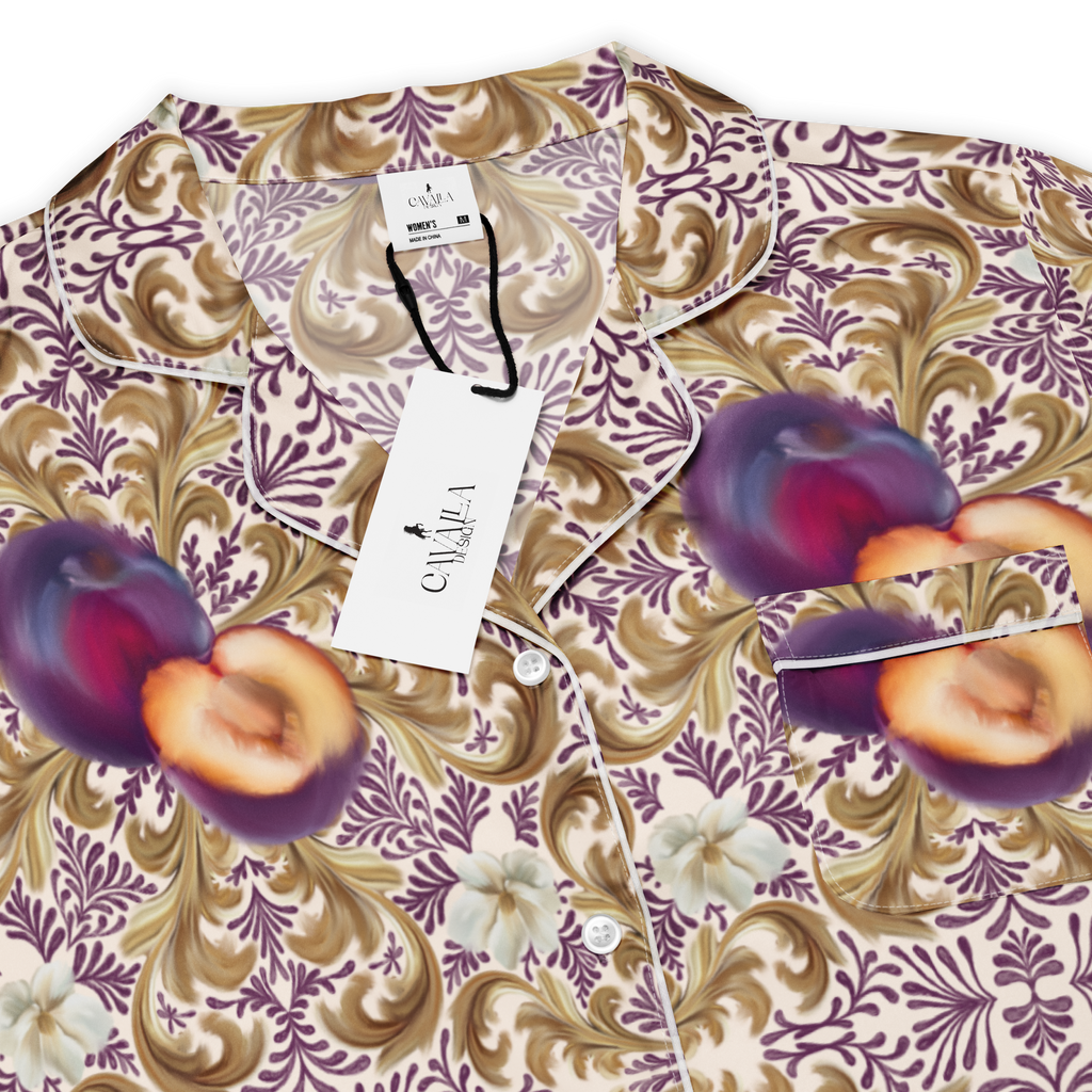 Plum Delight All-over print women’s short sleeve pajama top