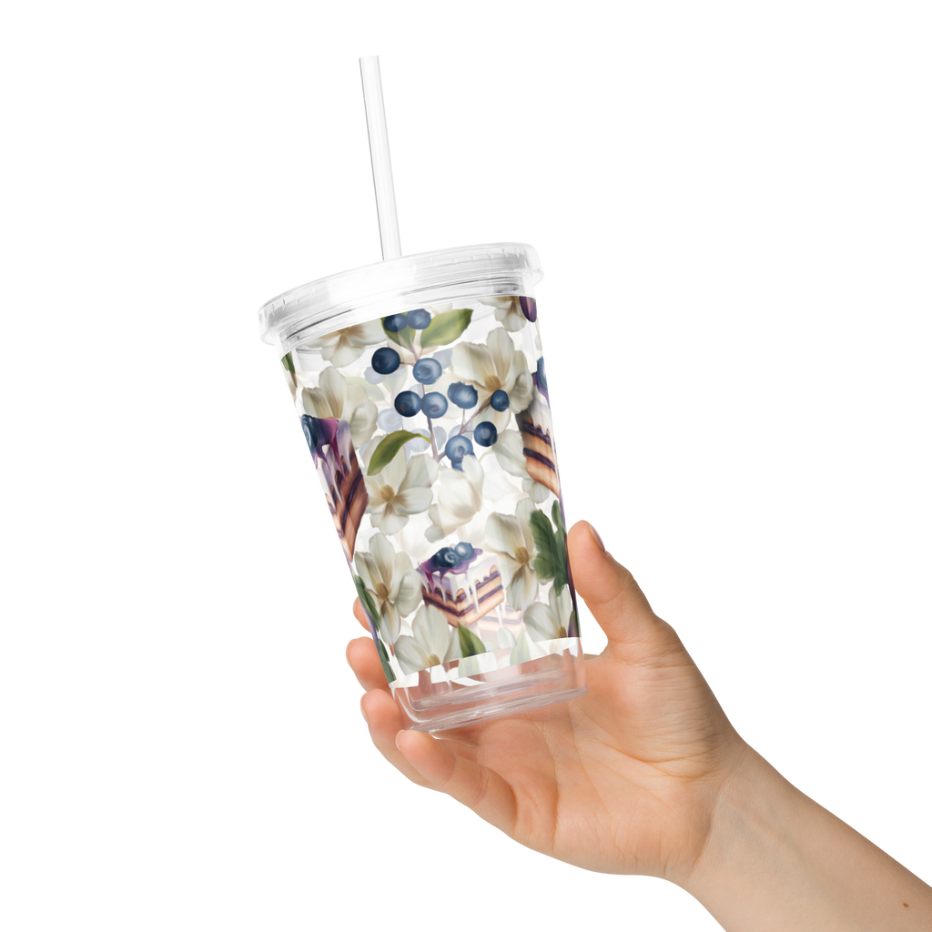 Blueberry Torta Clear plastic tumbler