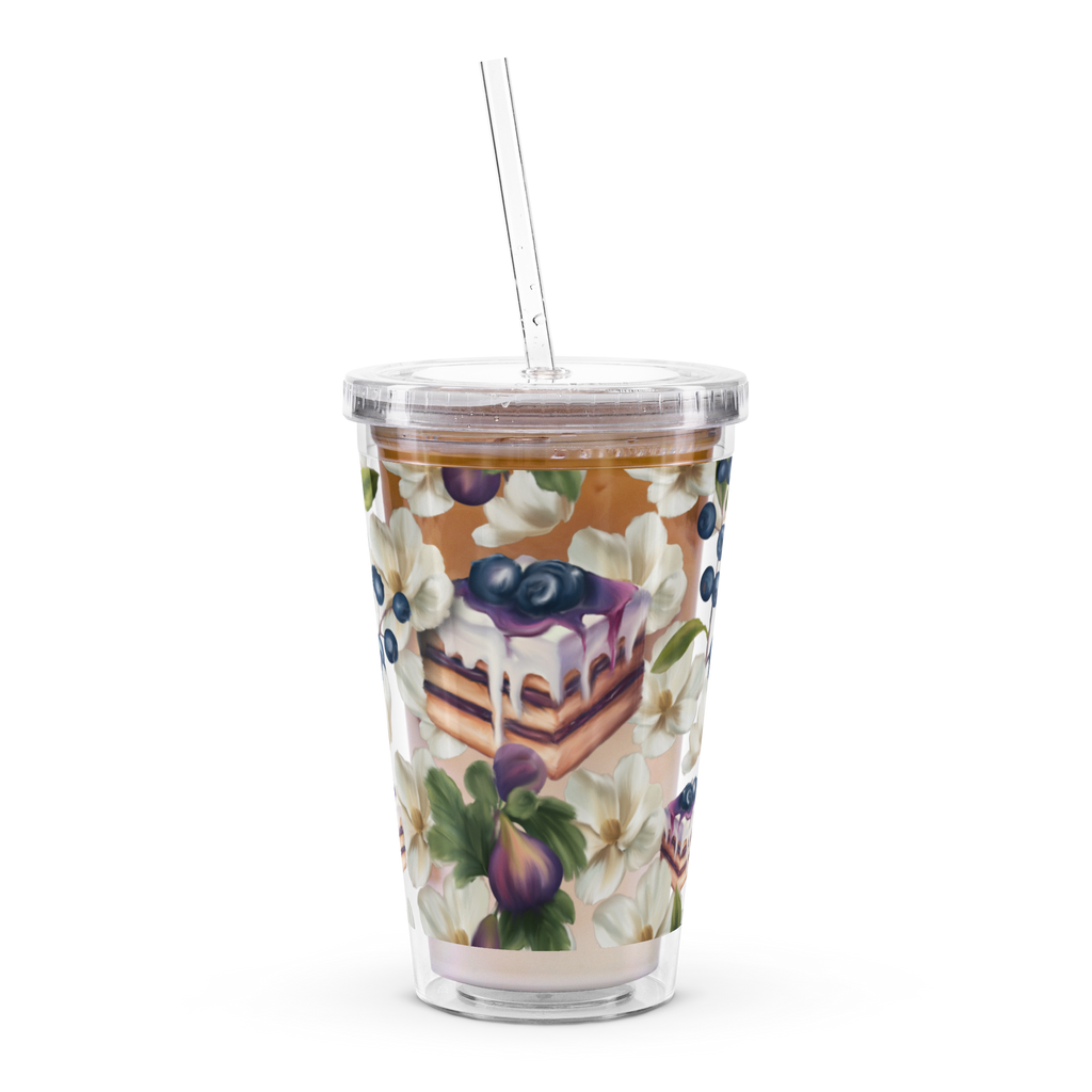Blueberry Torta Clear plastic tumbler
