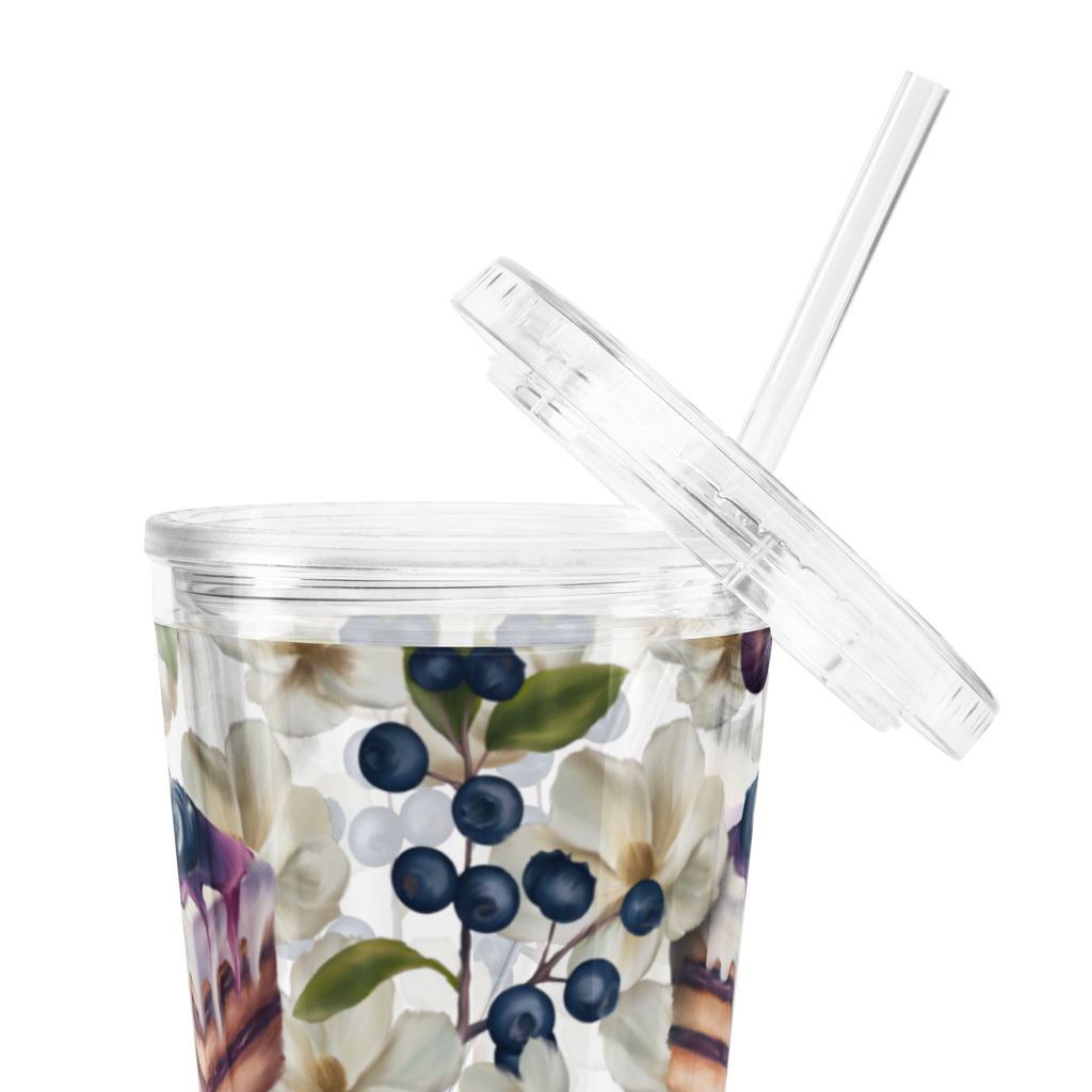 Blueberry Torta Clear plastic tumbler